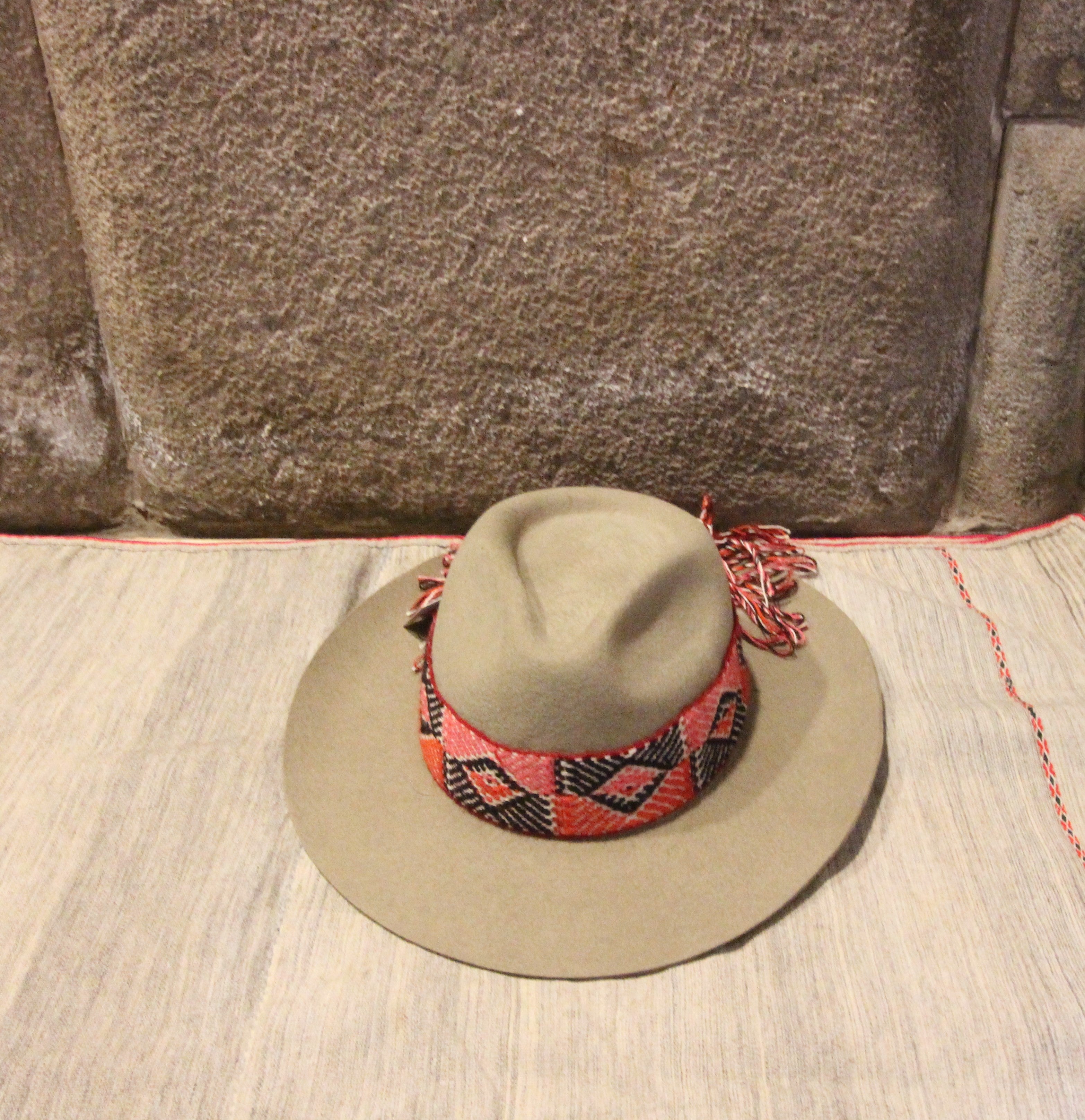 Hat Inti: Tan Hat with Red Band